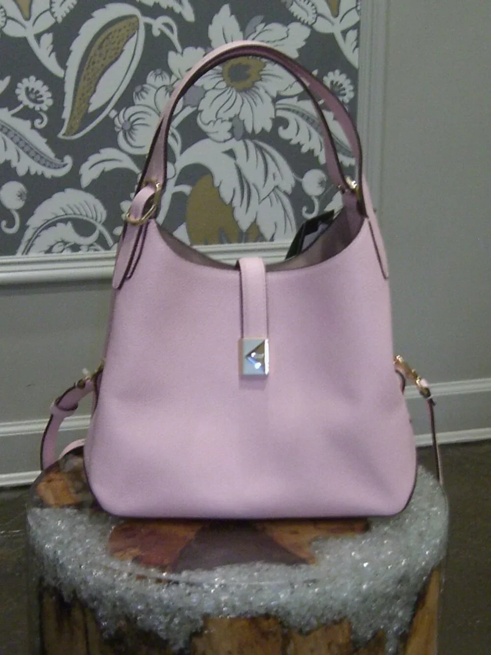 NWT KATE SPADE NEW YORK PINK DECO PEBBLED LEATHER SMALL CROSSBODY TOTE HANDBAG
